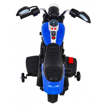 Motor Chopper V-Max na akumulator dla dzieci Niebieski + Melodie Klakson + Światło + Kółka pomocnicze